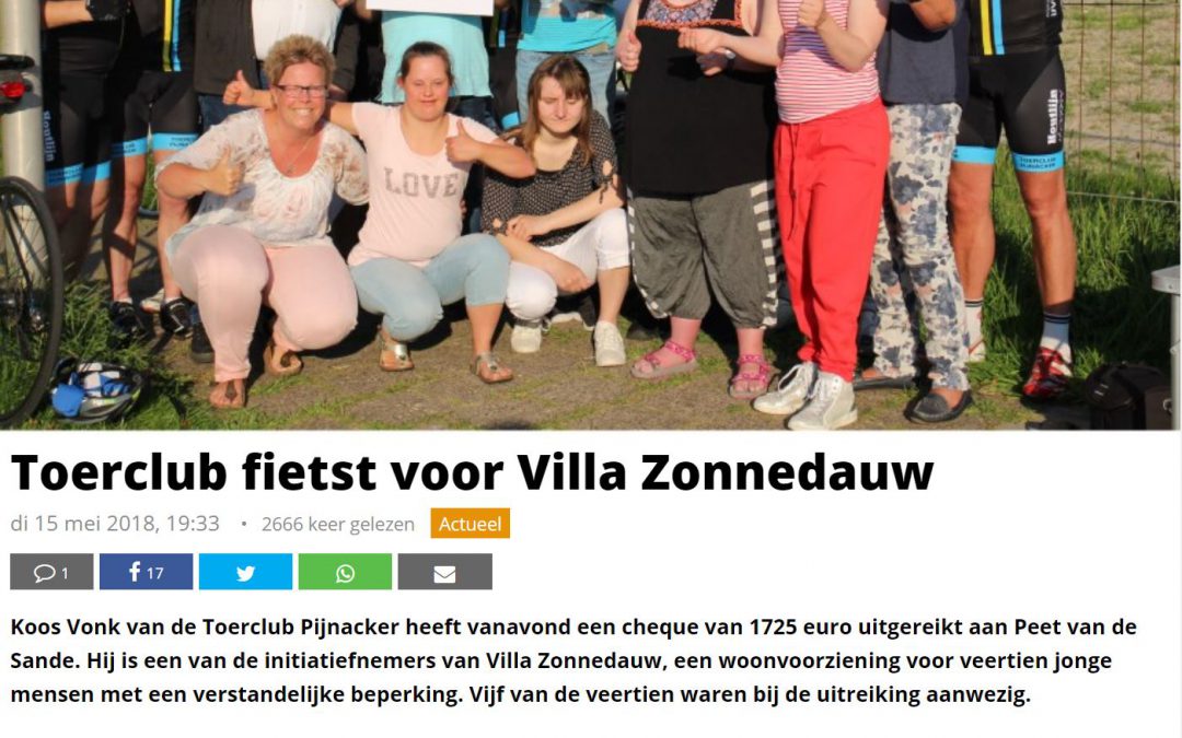 Toerclub fietst voor Villa Zonnedauw Telstar Online