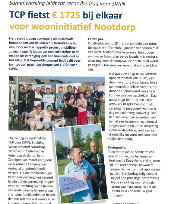 TCP fietst 1725E bij elkaar voor wooninitiatief Nootdorp