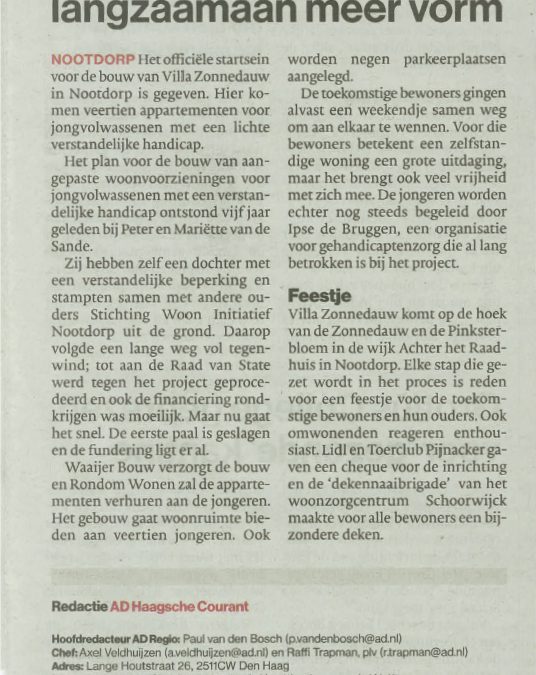 Villa Zonnedauw krijgt langzaamaan meer vorm AD Haagsche Courant
